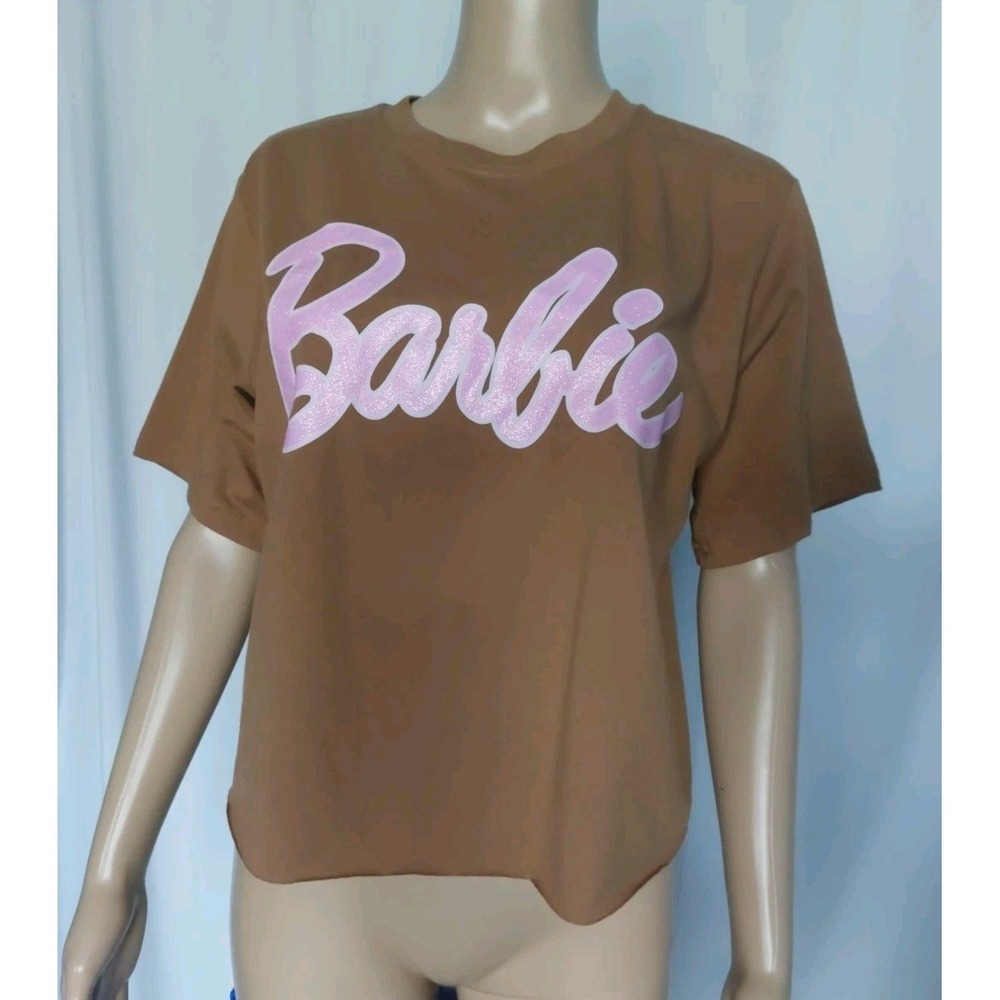 Women's Barbie Crop T Shirt Size Medium Brown‎